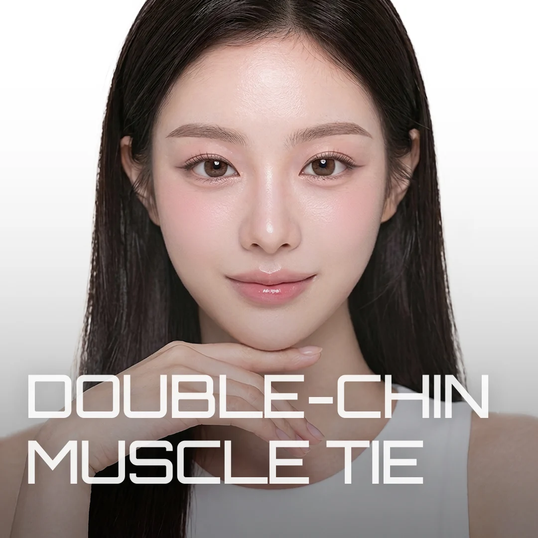 DOUBLE-CHIN MUSCLE TIE — model banner highlighting the jawline