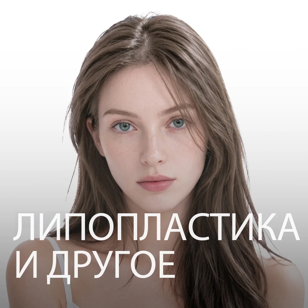 ЛИПОПЛАСТИКА И ДРУГОЕ FAT & OTHERS — баннер с моделью, подчёркивающий объём лица