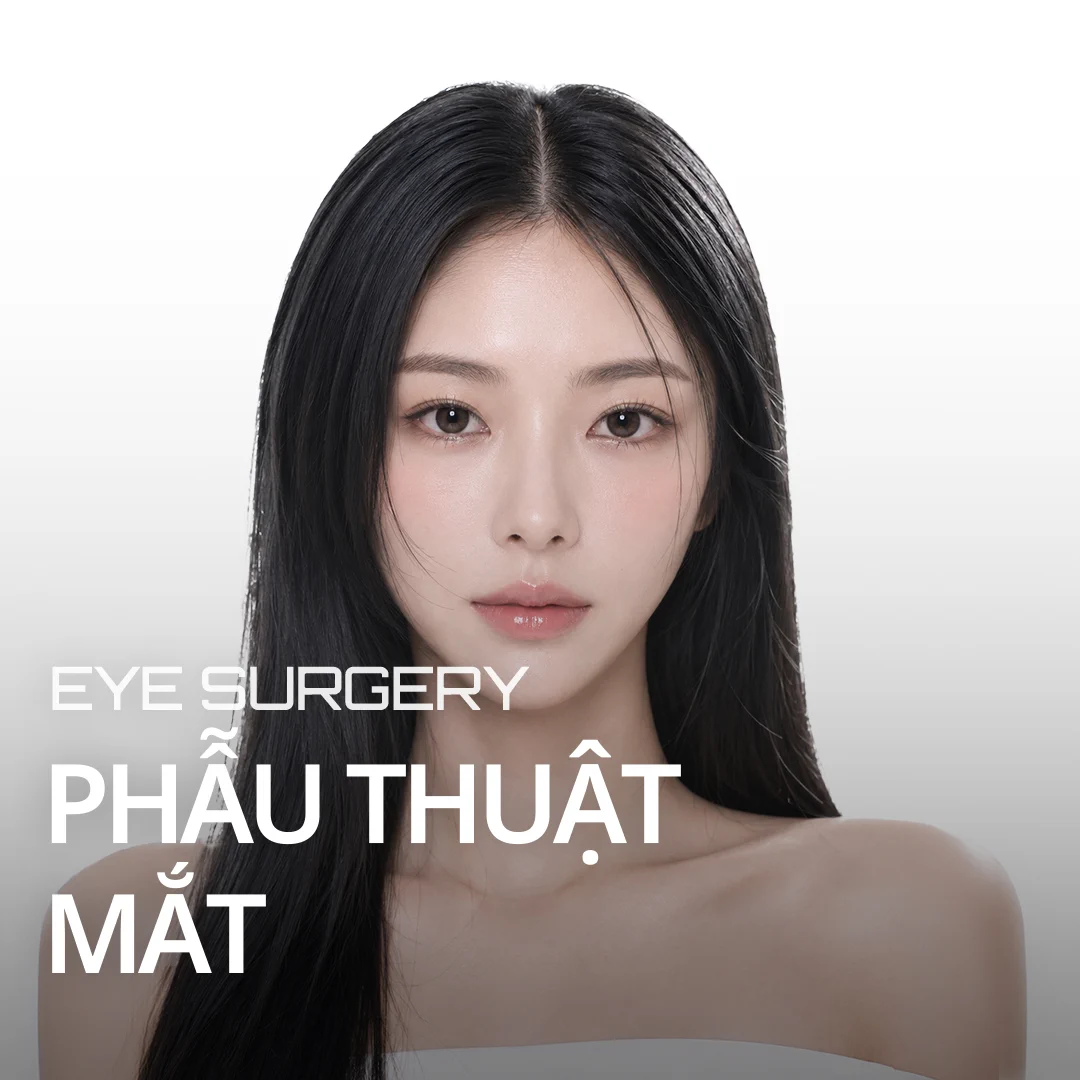 PHẪU THUẬT MẮT EYE SURGERY — banner người mẫu nhấn mạnh dáng mắt